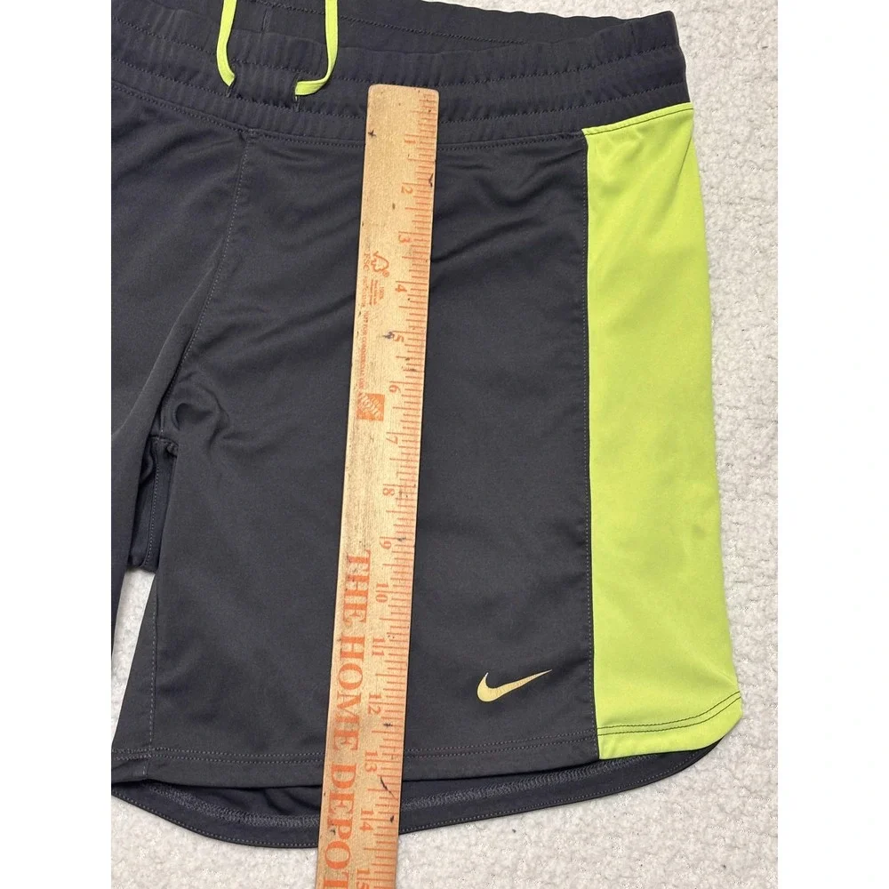 Nike Womens Athletic Shorts Black Neon Green 29 Polyester Knit Running Shorts